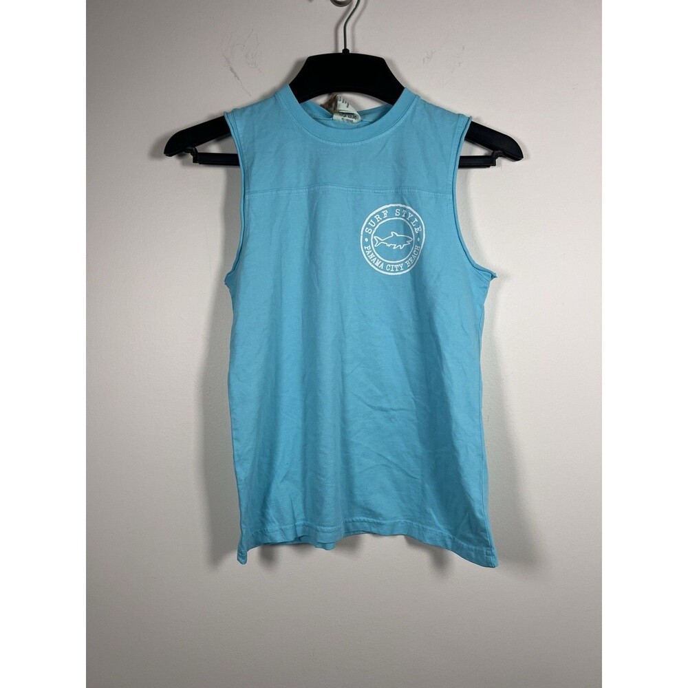 Surf Style PanamaCityBeach Florida Youth M Tank Shirt Blue Beach Surfer USA - Picture 3 of 6